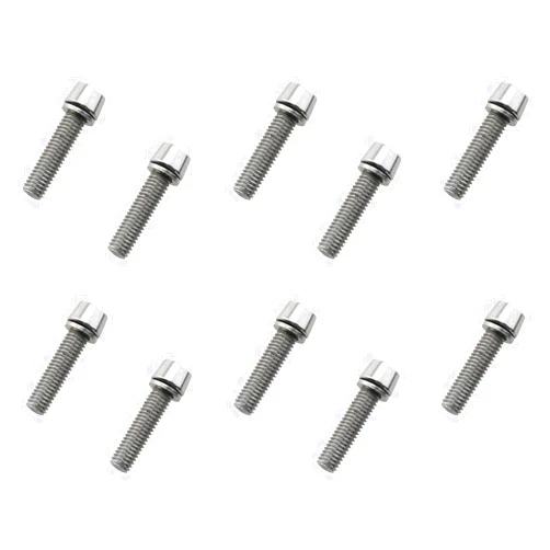 DGZZI 10PCS M5x20mm Bike Allen Hex Tapered Stainless Bolts Screws Bike Allen Hex Tapered Stainless Bolts Screws with Washer for Bicycle Stem, Sliver