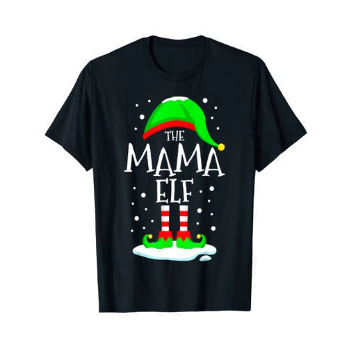 Matching Family Christmas Outfit Women Men Kids The Mama Elf Christmas Family Matching Xmas Mom Group Funny T-Shirt