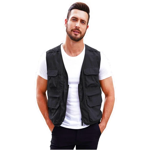 Gihuo Mens Fishing Vest Summer Outdoor Work Vest Utility Safari Travel Lightweight Sleeveless Jackets with Pockets