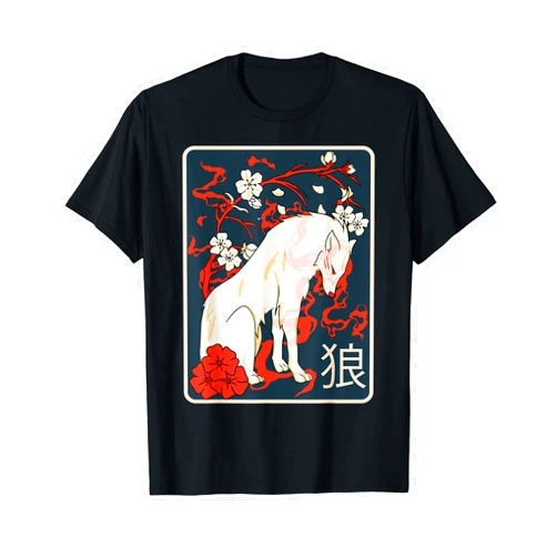 Ancient Japanese Military Warrior Japan Artworks Ancient Japanese Wolf Art - Vintage Retro Wolf - Japanese T-Shirt