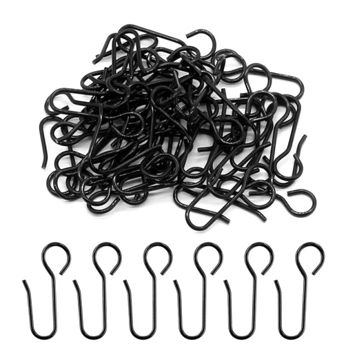 Hordion 60pcs Metal Curtain Track Hooks S-Shaped, Small Ceiling Curtain Track Hooks Shower Curtain Hooks, Drape Curtain Wire Hooks for Bathroom Shower Ceiling Curtain Drape Track (Black)