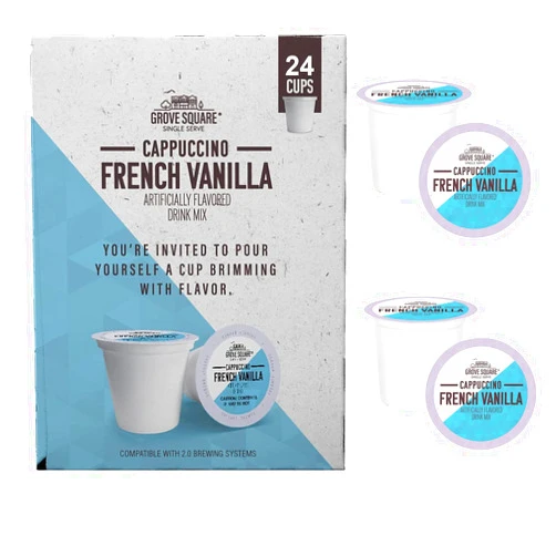 Generic French Vanilla Cappuccino Pods, Single Serve - Rich and Creamy Flavor for Convenient and Coffee Enjoyment, Delicious - 24 Count (Pack of 1)
