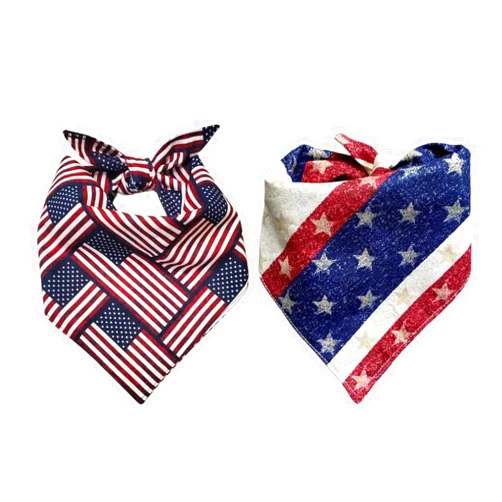 Weokwock 2PCS 4th of July Bandana for Dog Funny American Flag Small Large Dog Bandana Puppy Accessories (Small, G2)