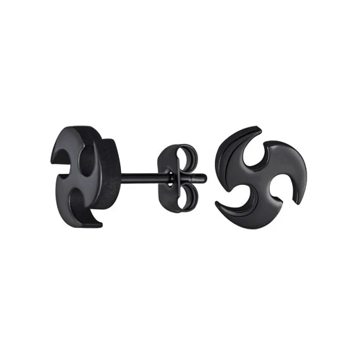 Bling Jewelry Unisex Small Tribal Warrior Blade Ninja Star Stud Earrings Piercing Tragus Helix Ear Lobe Cartilage For Men Teen Women Silver Tone Black Stainless Steel