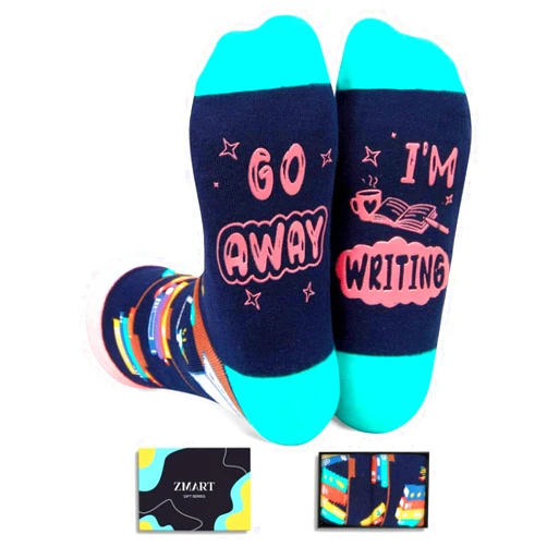 Zmart Writing Reading Gifts - Writing Book Socks for Writers Authors Men Women
