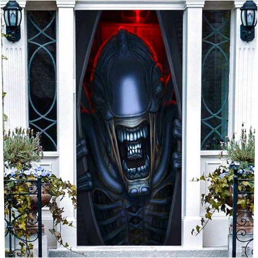 Coperbri Space Horror Movie Alien Banner Backdrop Background Monster Theme Decorations Decor for Door Porch Boys Alien Games Party 1st Birthday Party Bday Favors Supplies