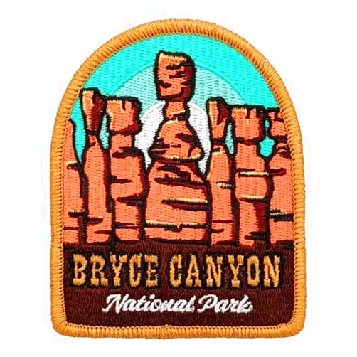Hike and Draw Hike & Draw Bryce Canyon National Park Iron-on Embroidery Patch, Blue, 3.5''Hx3''W