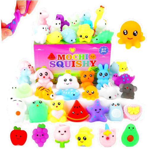 GWAHSA Mochi Squishy Toys, 27pcs Mini Kawaii Squishies Party Favors for Kids 4-8 8-12 Boys Girls Birthday Gifts Fidget Sensory Treasure Box Toys for Classroom Prizes Pinata Goodie Bags Xmas Stocking Stuffers