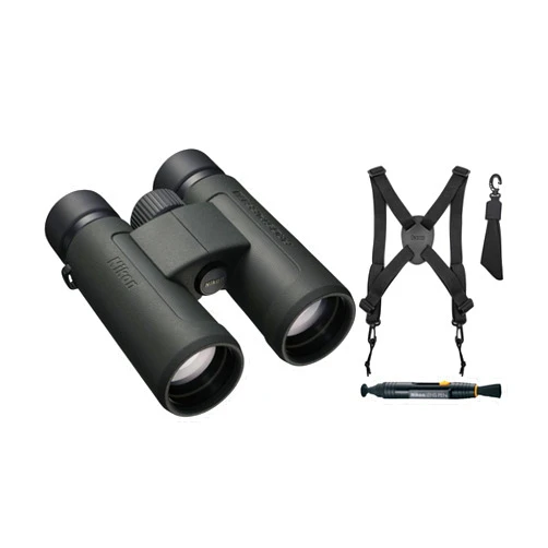 Nikon Prostaff P3 10X42 Binoculars Bundle with Harness and Lens Pen Cleaning System (3 Items)