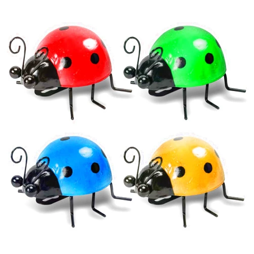 OBTANIM 4 Pack Colorful Cute Metal Ladybugs Garden Wall Art Decorative Yard Decorations Outdoor Lawn Wall Sculptures