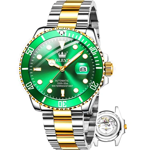 OLEVS Men Automatic Mechanical Watches Self Winding Luxury Stainless Steel Men Watch No Battery