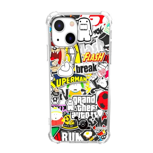Tobelint Case for iPhone 14 with Pop Culture Design,Aesthetic Cartoon Sticker Bomb Art Collage Pattern for Men Women,Clear Slim Soft TPU Bumper Case,6.1”(Pop,14)