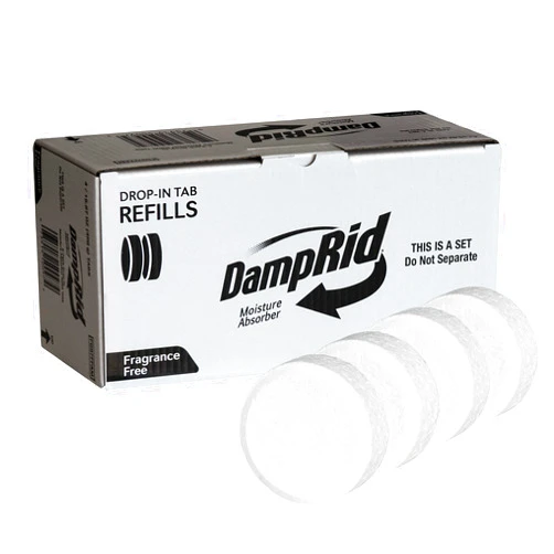 DampRid Fragrance Free Drop 4 Pack-15.8 Oz. Refill Tabs-Moisture Absorber, from Numerous Environments and Remove Foul Odors