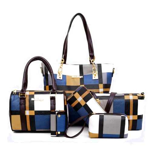 GJGJTER 6pcs Totes Purses and Handbags Set for Women PU Leather Shoulder Bags Satchel Clutch Wallet (Upgrade fabric)