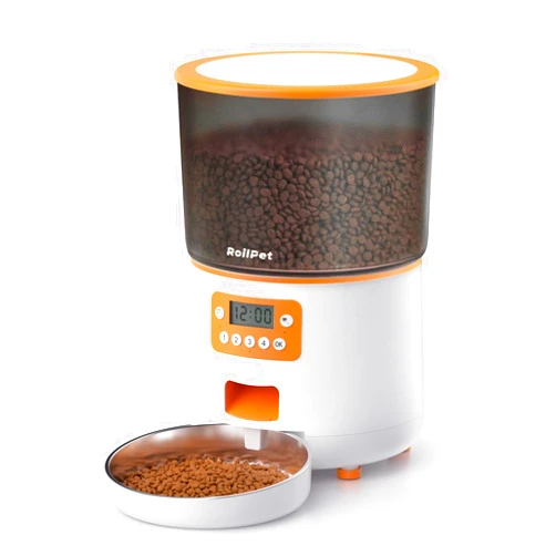 Roilpet Automatic Cat Feeder, 4L Automatic Cat Food Dispenser with Customize Feeding Schedule, 4 Meals Auto Pet Feeders for Cats&Dogs, Anti-Clogging/Freshness Preservation/Dual Power, Dry Food, White