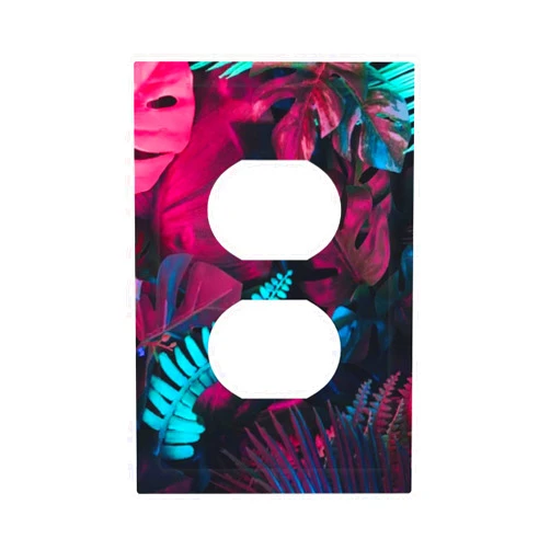Wpshijia Outlet Covers Tropical Banana Leaves 1 Gang Duplex Light Switch Cover Plate Colorful Plant Leaf Decorative Wall Plates Electrical Switchplate Receptacle Cover for Bathroom Home Decor