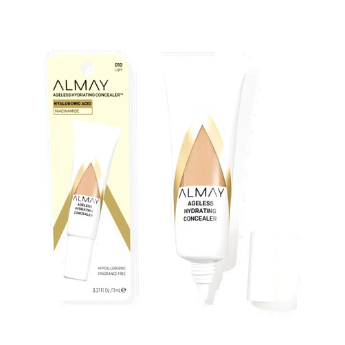 Almay Anti-Aging Concealer, Face Makeup with Hyaluronic Acid, Niacinamide, Vitamin C & E, Hypoallergenic-Fragrance Free, 010 Light, 0.37 Fl Oz (Pack of 1)
