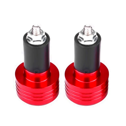 KIMISS Pair of 22mm Universal Aluminum Motorcycle Grip Handlebar Ends Weight Balance Plug Red, Black, Silver (Optional)(Red)