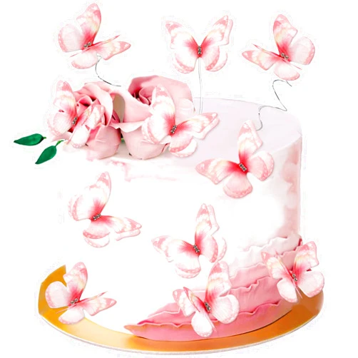 Cyodoos 30Pcs 3D Pink Butterfly Cupcake Toppers Double Layer Butterfly Decorations for Women's Happy Birthday Cake Decorations Party Decorations