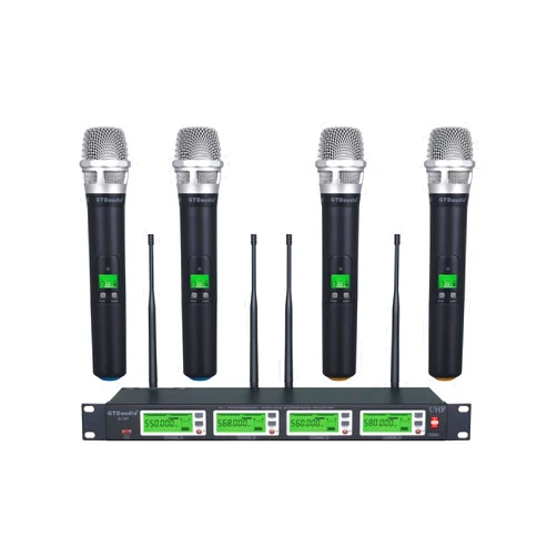GTDaudio GTD Audio 4x800 Adjustable Channels UHF Diversity Wireless Cordless Handheld Microphone Mic System Ideal for Church, Karaoke, Dj Party, Range 450ft (4 Handheld Mics)