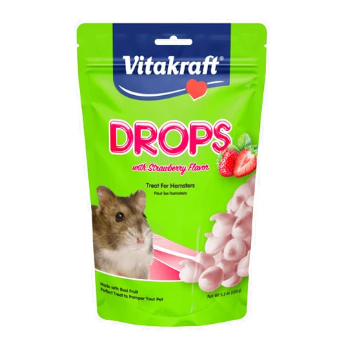 Vitakraft Hamster Strawberry Drops Treats 5.3 oz - Wholesome Small Animal Snacks with Yogurt and Fruit Flavor - Tasty Reward for Hamsters Gerbils and Other Little Pets