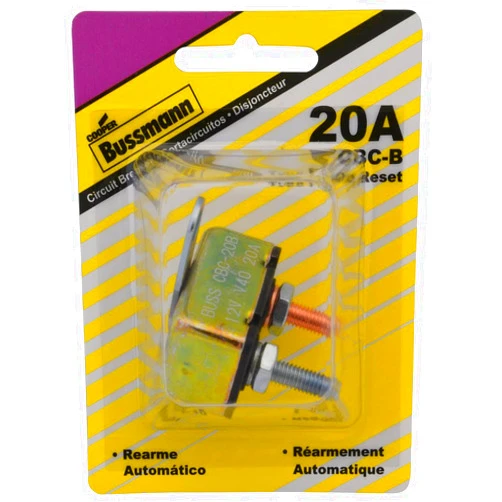 Bussmann (BP/CBC-20B-RP) 20 Amp Type-I Stud Mount Circuit Breaker with Crosswise Bracket