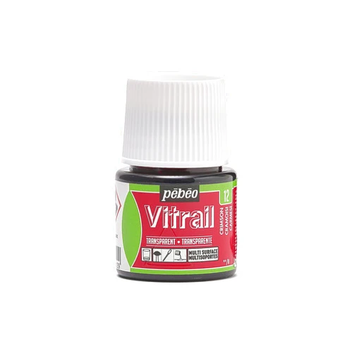 Pebeo Pebeo Vitrail Stained Glass Effect Glass Paint 45-Milliliter Bottle, Crimson,Crimson