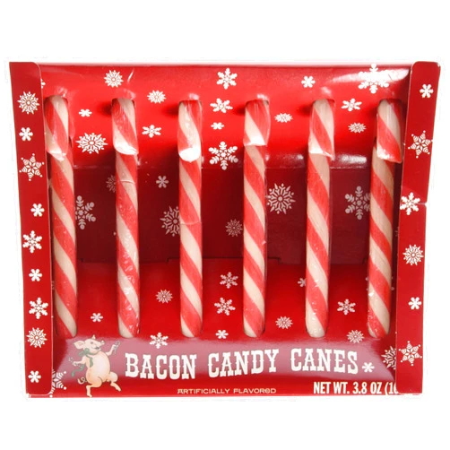 Accoutrements Archie McPhee Bacon Candy Canes, 3.8 Ounce, 6 Pack