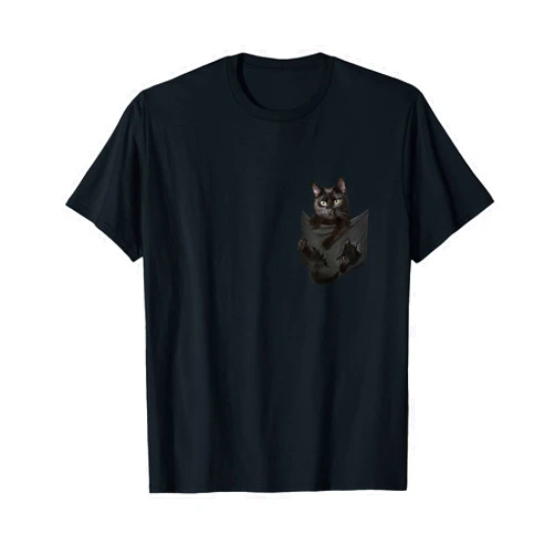 Kitty breeds Black Cat in pocket Cat Lover Gifts Black Cat in Bag T-Shirt