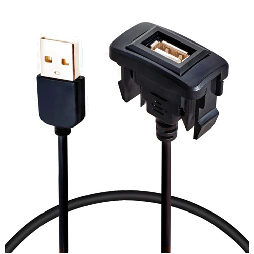 Anina USB Port Car Charger for Toyota, Male to Female USB Power Socket Adapter, Panel Flush Mount Extension Cable for Camry RAV4 Corolla Highlander, Square Vehicle Dash Port for IOS Android (34*23mm)