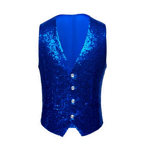 PYJTRL Mens Fashion Full Sequins Paillette Waistcoat