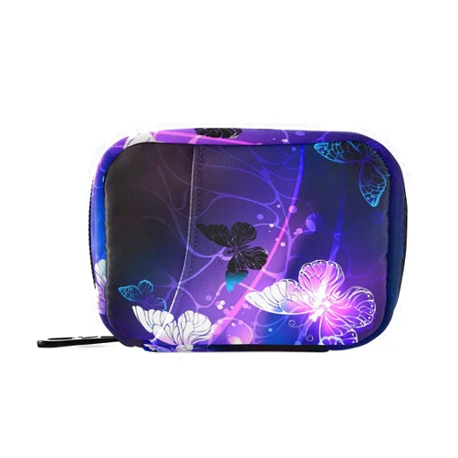 xigua Butterfly Pill Case 7-Day Travel Pill Organizer Box with Zipper Closure for Vitamins, Medication and Supplements