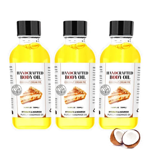 Ayccegin Essencia Scented Juicy Body Oil, Essencia Body Juice Oil, Essencial Natura Perfume Body Oil, Coconut Cream Pie Oil for Skin, 4 Oz Moisturizing Body Oil (Coconut*3)
