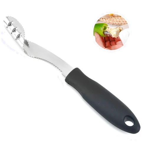 JOKHOO Stainless Steel Pepper Corer, Chili Corer Remover Tool, Core Remover with Rubber Handle, Seed Remover and Slice off Vegetables tops for BBQ Roasting Peppers (Stainless Steel)