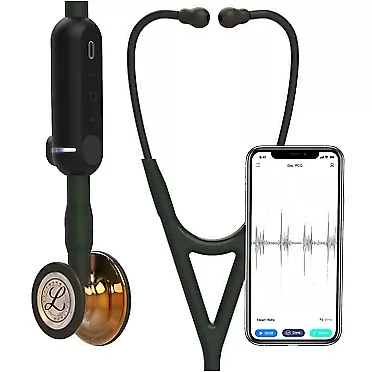 Littmann 3M Littmann CORE Digital Stethoscope, 8870, High Polish Copper Chestpiece, Black Tube, Stem and Headset, 27 inch Black Tube, Black Stem High Polish Copper Chestpiece