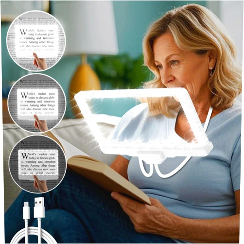 NZQXJXZ Rechargeable Hands-Free Magnifying Glass with Light for Reading 5X Lighted Magnifying Glass with Neck Wear,43 Bright LED Large Flexible Gooseneck Magnifier for Seniors for Newspaper