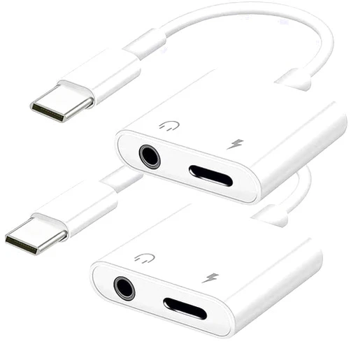 Lezaface [MFi Certified] 2Pack iPhone 16 15 Headphone Adapter,2 in 1 USB C to 3.5mm Aux Audio Dongle +Charge Splitter Headphone Accessories Compatible with iPhone 16/16 Pro/16 Pro Max/iPhone15/15Pro/15Pro Max