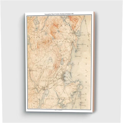 MG Global Vinage Hanging Canvas Print of Camden Rockland & Rockport 1906 Maine | 8x12 12x18 16x24 20x30 24x36 Historical City Wall Art for Gift | Antique Rustic Home Office Decor