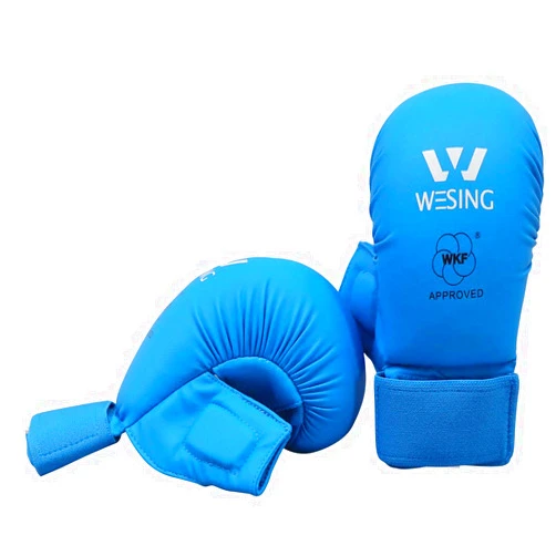 W WESING Wesing WKF Sparring Karate Gloves with Thumb Protection Blue Red