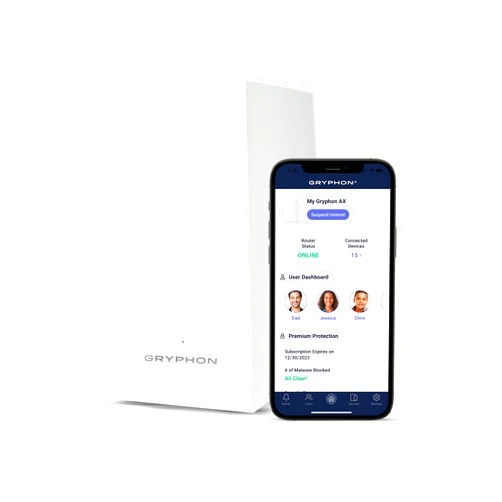 Gryphon AX – Ultra-Fast Mesh WiFi 6 Parental Control Router – Advanced Content Filters and Next-Gen Firewall - 4.3 Gbps Across 3,000 sq. ft. per Router for Multi-Device Households