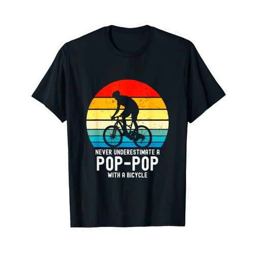 Serenity Silva Designs Vintage Never Underestimate a Pop-Pop On A Bicycle Cycling T-Shirt