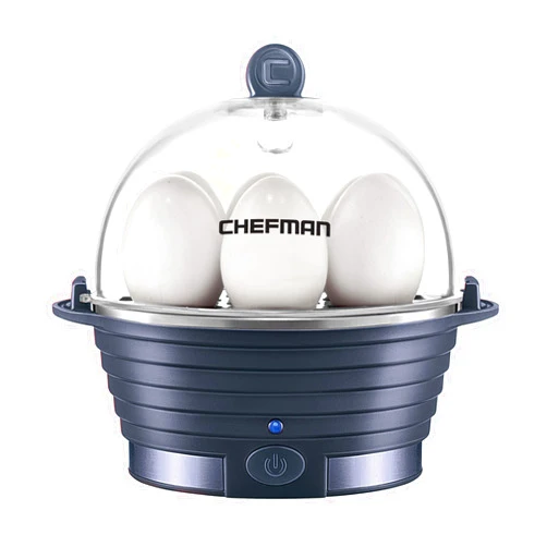 Chefman Electric Egg Cooker Boiler, Rapid Poacher, Food & Vegetable Steamer, Quickly Makes Up To 6, Hard, Medium or Soft Boiled, Poaching/Omelet Tray Included, Ready Signal, BPA-Free, Midnight Blue