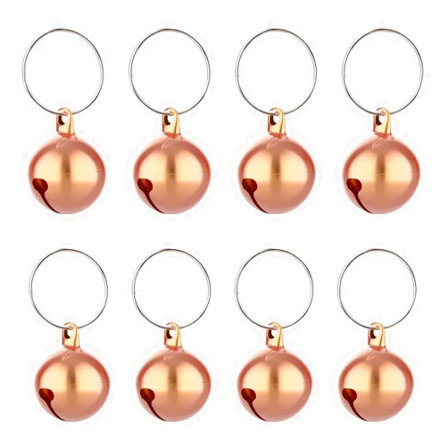 Styquenzer Cat Bell, 8 PCS Bell for Dog Collar Charm Dog Collar Bell Round Dog Bells Cat Bells for Collar Loud Dog Training Bell with Pet Collar Accessories Dog Collar Bells for Small Dogs Cat (Rose Gold)