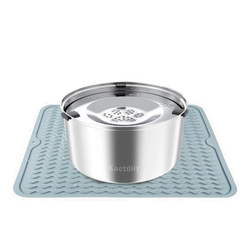 Kactoily 3L Large Capacity Stinless Steel Dog Water Bowl and Waterproof Silicone Dog Food Tray, Slow Down Drinking Pet Water Bowl