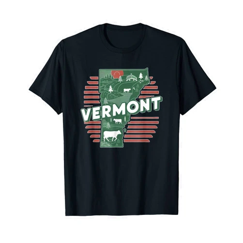 Vintage USA State Graphic Retro American Tees Retro USA Vintage American Graphic US State Vermont T-Shirt