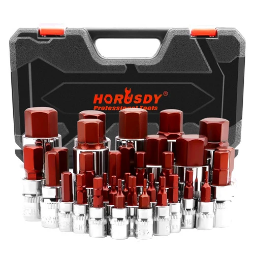 HORUSDY Allen Socket Set | 32-Piece Hex Bit Socket Set | S2 Steel Socket | SAE and Metric | 1/4