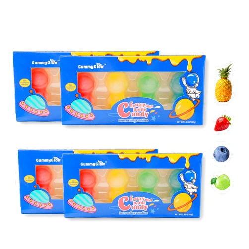 Gummy Glow Astronaut Wax Candy, 4 Flavor Retro Wax Bottles (4 Boxes) Nostalgic Treat (Mixed-Fruit (4 Flavors))