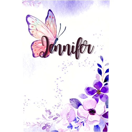 Qute Designs Jennifer's Floral Notebook: Personalized Notebook With Name For Jennifer, Birthday Gift For Girls and Women, Size 6x9, 121 Ruled Page, Floral Journal With Matte Finish Cover