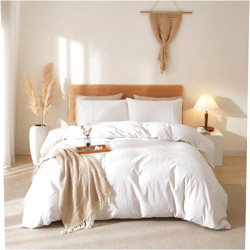 Wondnuga 100% Linen Duvet Cover, Pure French Flax Linen Duvet Cover King, Breathable Soft Comforter Durable Luxury - Float White 3 Pieces (1 Duvet Cover 2 Pillowcases)