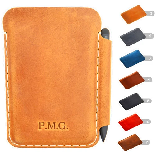 HAPPER STUDIO Bovine leather case for Microsoft Surface Duo 2 / Duo 1st Gen, with PEN holder, personalized cover